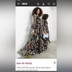 True embroidery. Bishop sleeve. Open back. Floral print